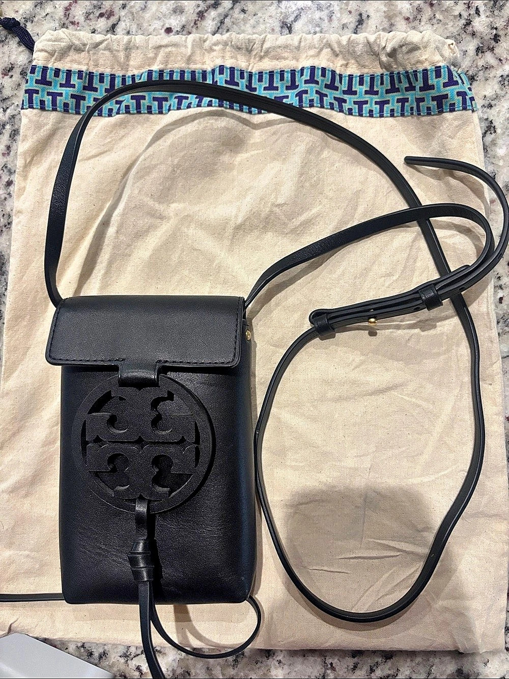 Tory Burch Miller Phone Crossbody Black Bag